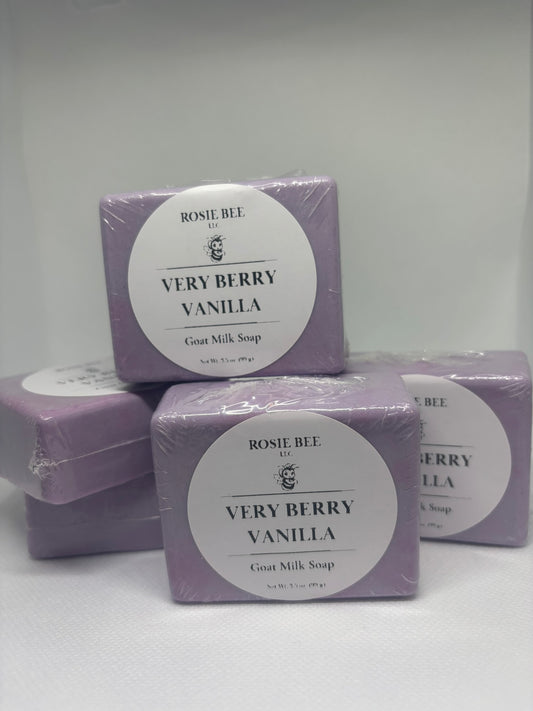 Very Berry Vanilla Goat Milk Soap | Handmade Berry Vanilla Soap | Moisturizing Goat Milk Bar Soap | Rosie Bee LLC