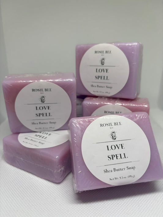 Love Spell Shea Butter Soap | Handmade Moisturizing Soap | Fruity Floral Shea Butter Bar | Rosie Bee LLC