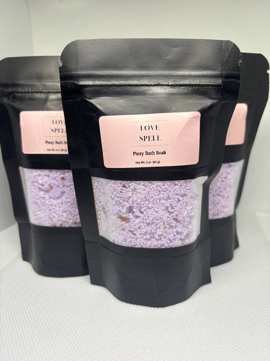 Love Spell Fizzy Bath Soak | Handmade Bath Salts | Fruity Floral Bath Soak | Relaxing Self-Care Bath Treatment | Rosie Bee LLC